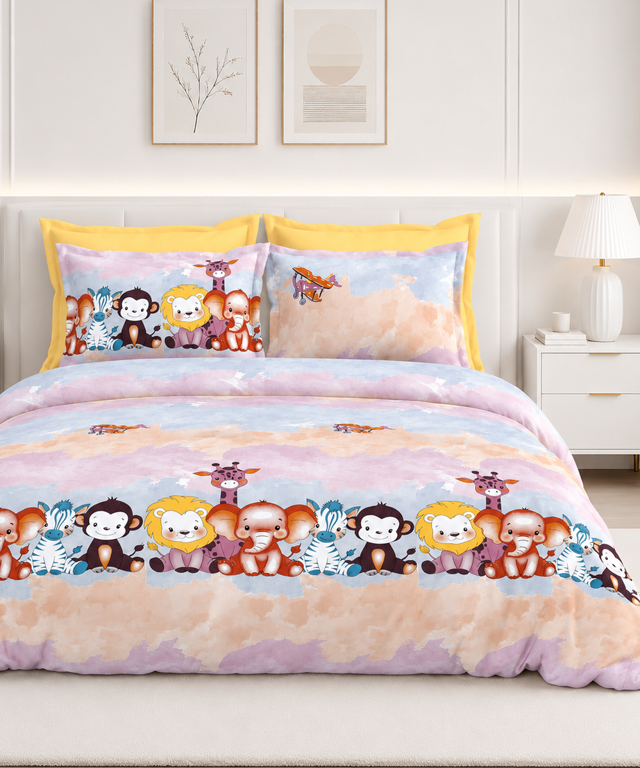 Cute Jungle Friends Kids Bedsheet Set