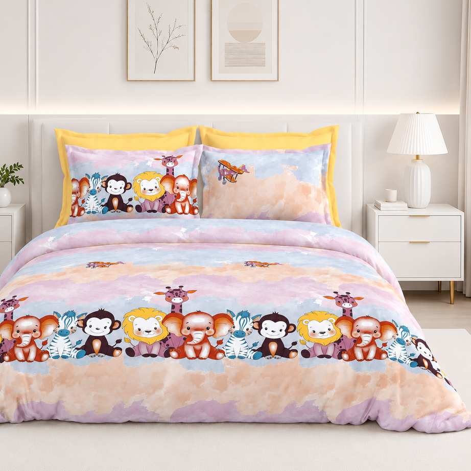Cute Jungle Friends Kids Bedsheet Set