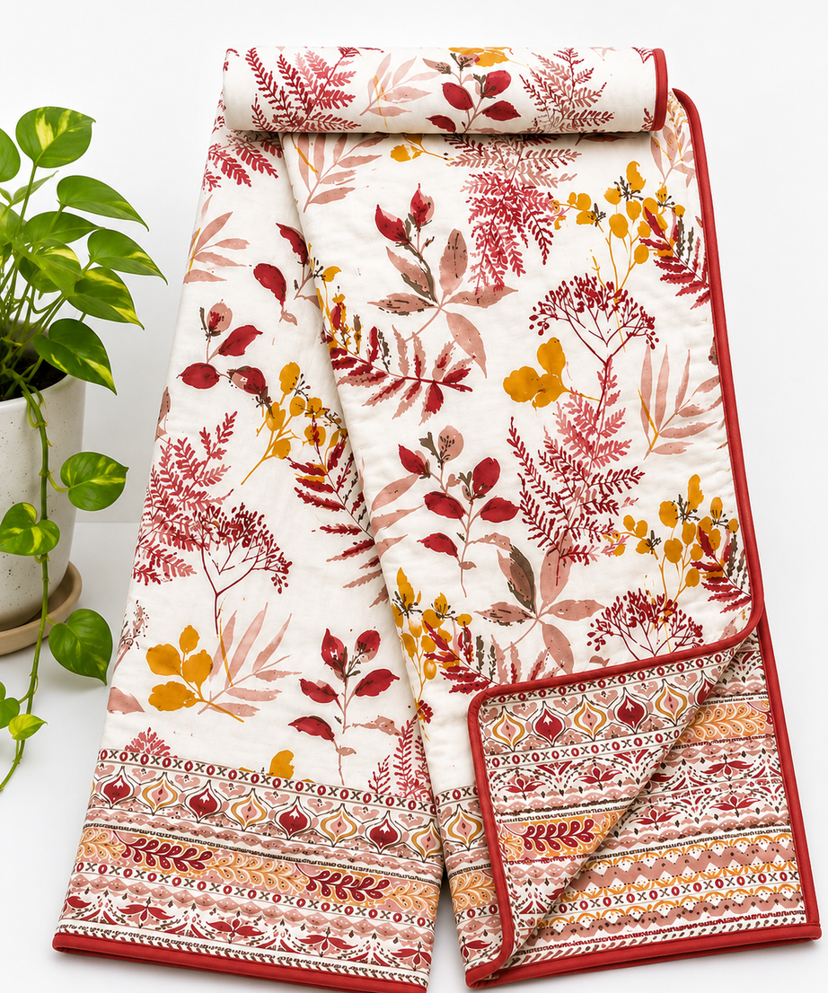 Autumn Blossom Pure Cotton Malmal Double Dohar