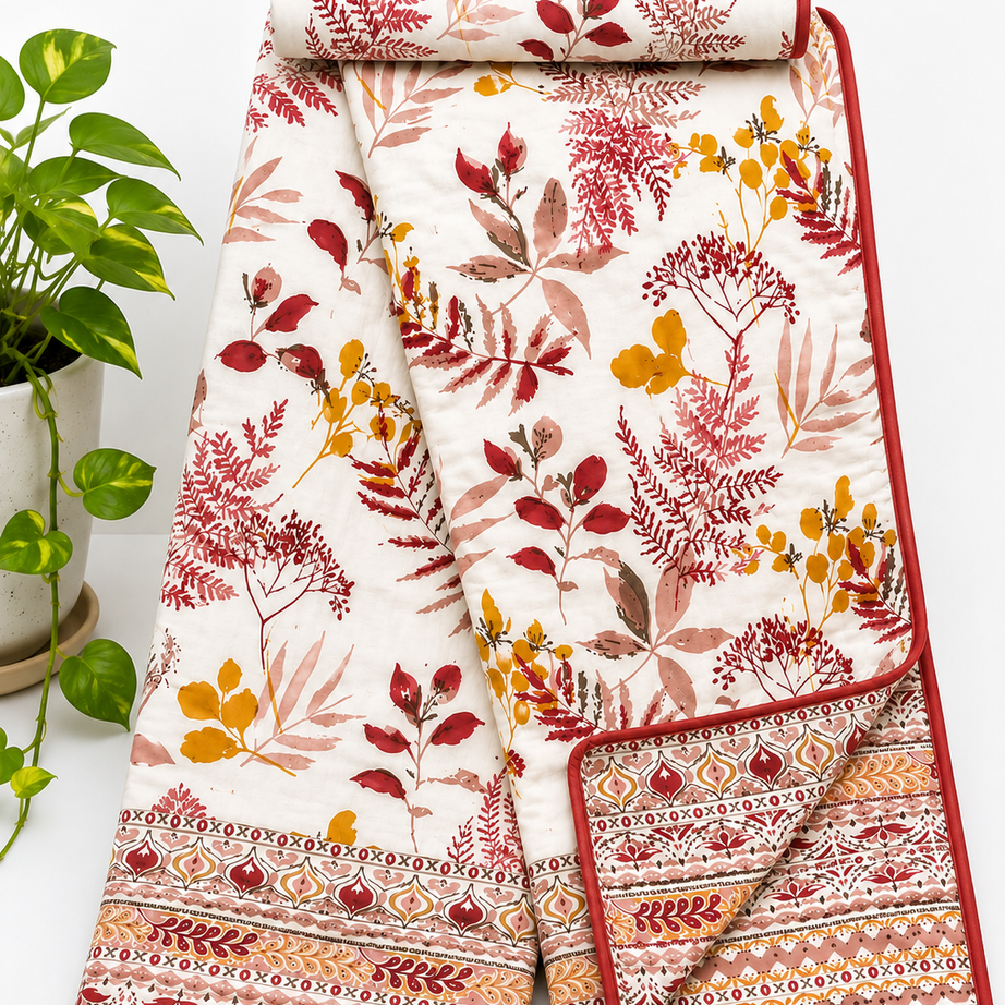 Autumn Blossom Pure Cotton Malmal Double Dohar