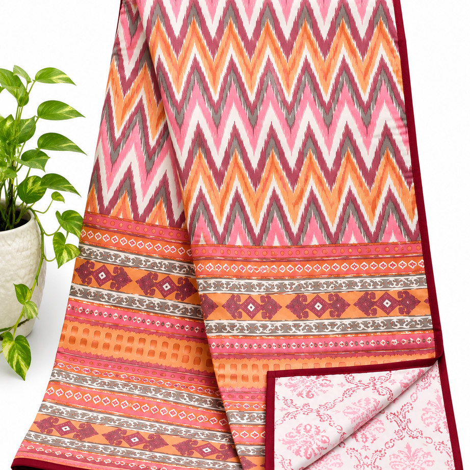 Sunset Chevron Pure Cotton Malmal Double Dohar
