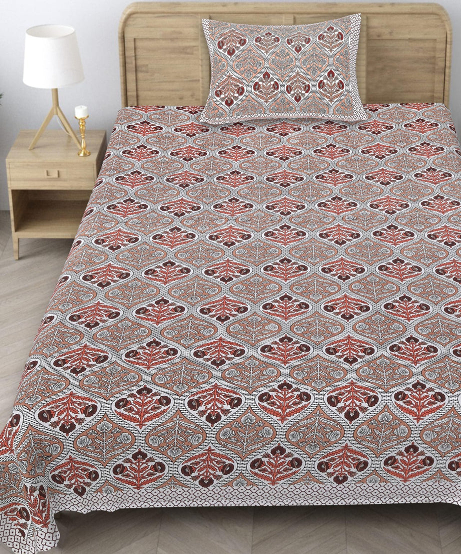 Dream Brown Floral Single Bedsheet