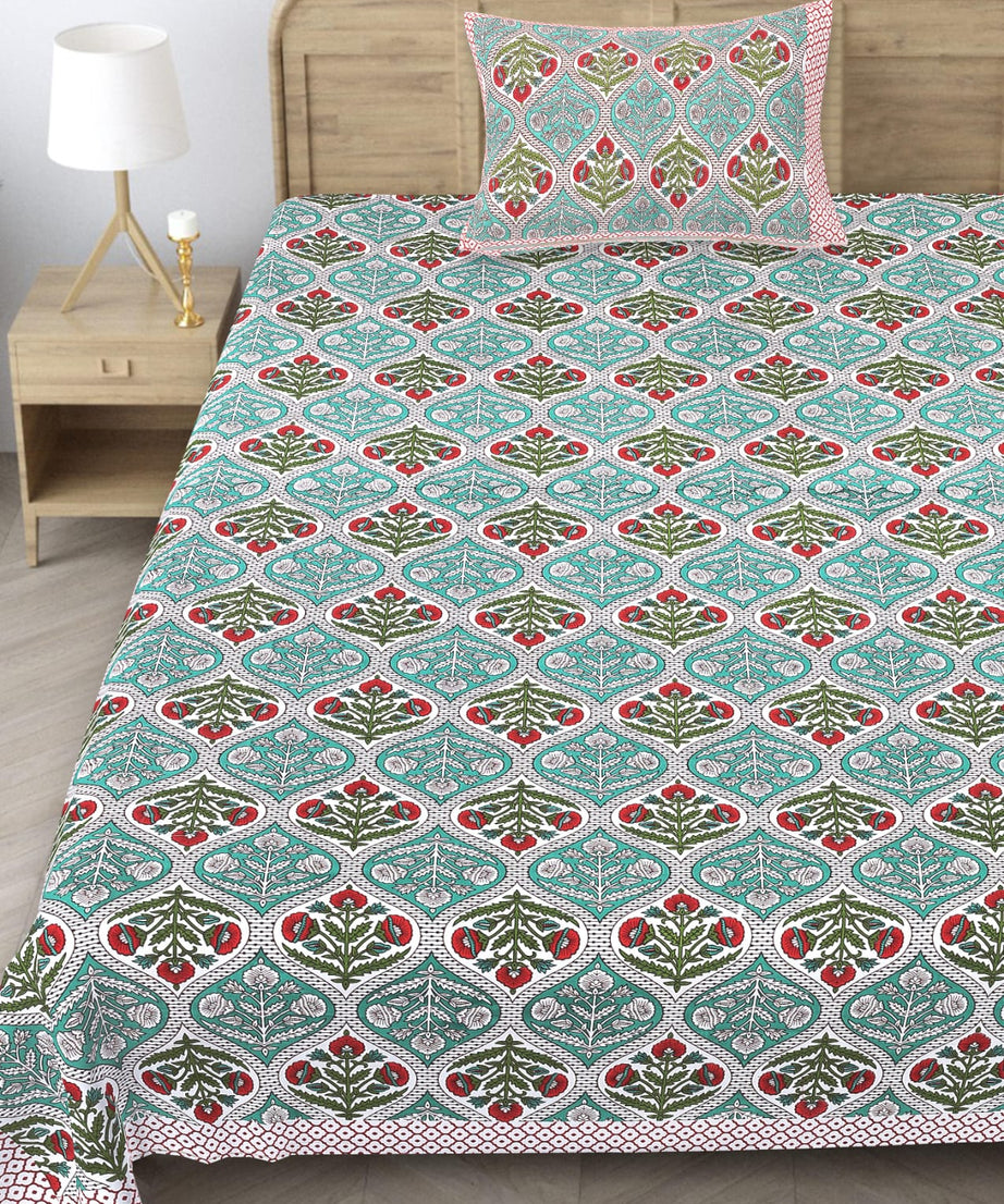 Dream Green Floral Single Bedsheet
