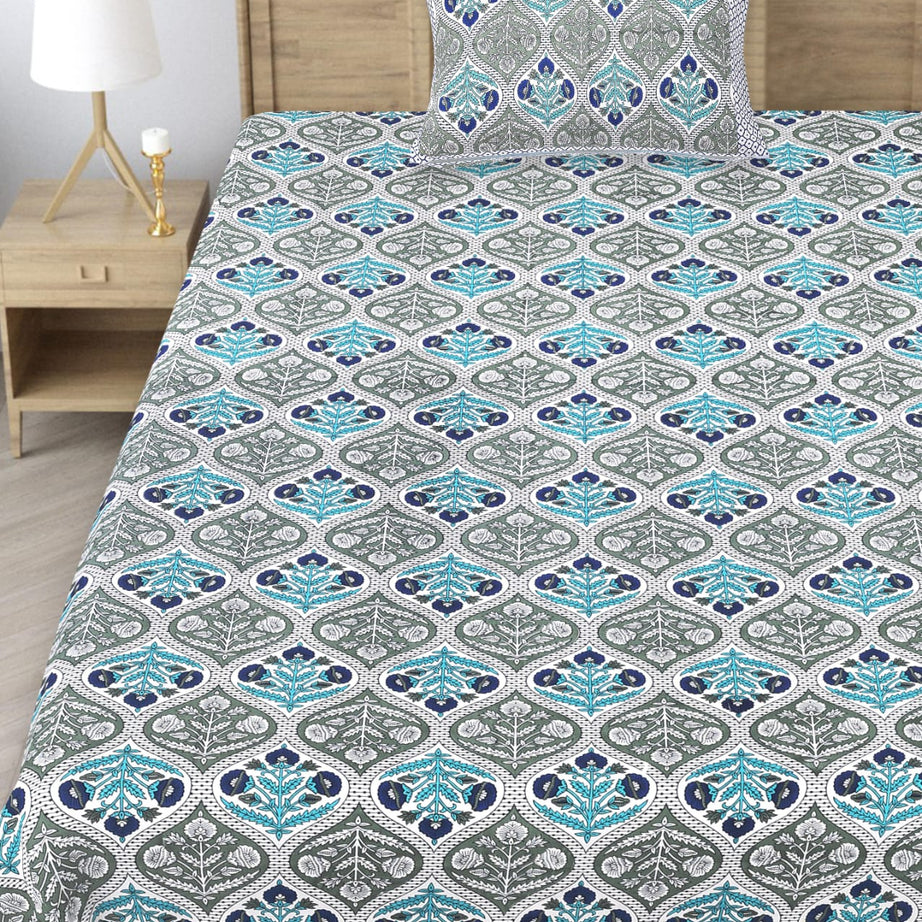 Dream Grey Floral Single Bedsheet – 63x90 Inch