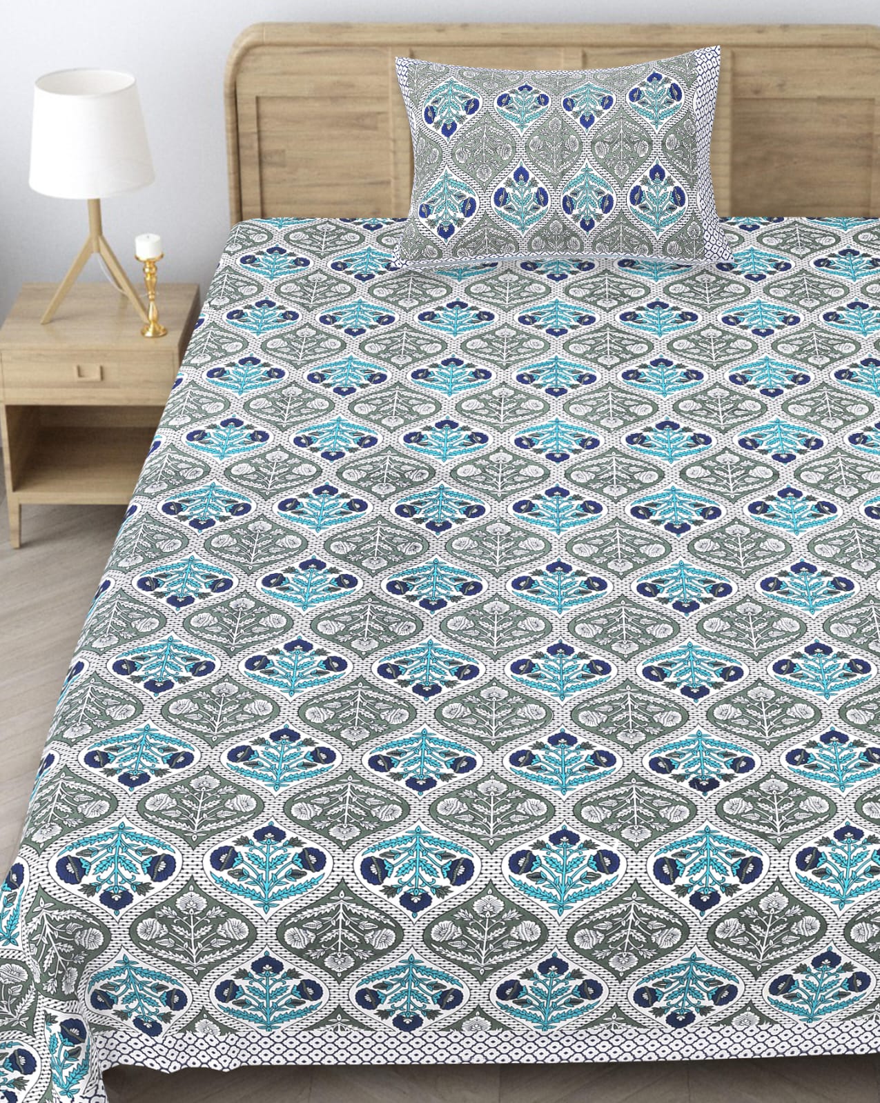 Dream Grey Floral Single Bedsheet – 63x90 Inch