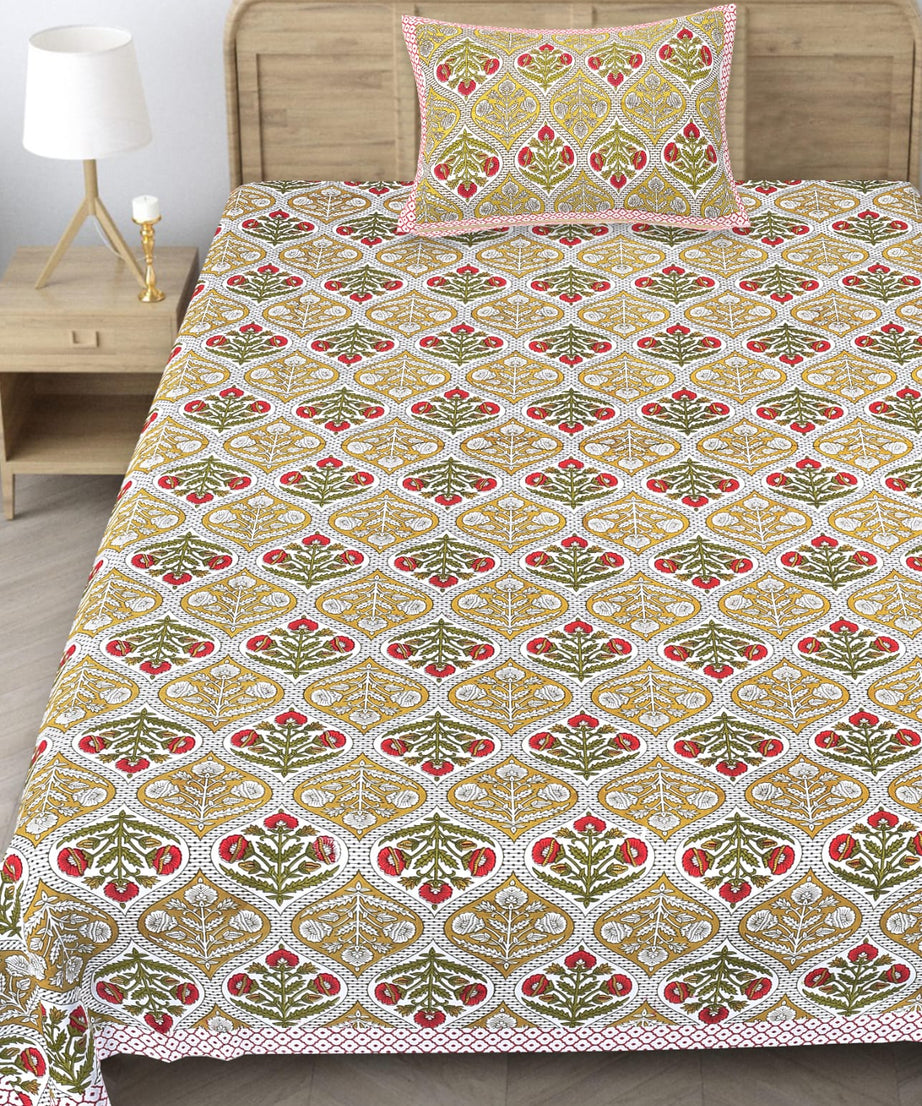 Dream Yellow Floral Single Bedsheet