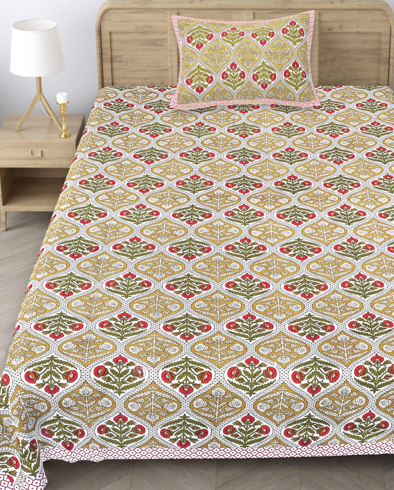Dream Yellow Floral Single Bedsheet – 63x90 Inch