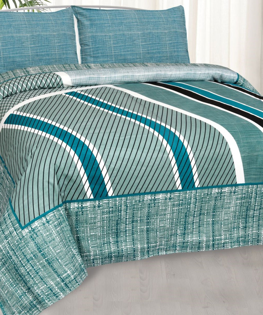 Ocean Blue Stripe King Size Bedsheet