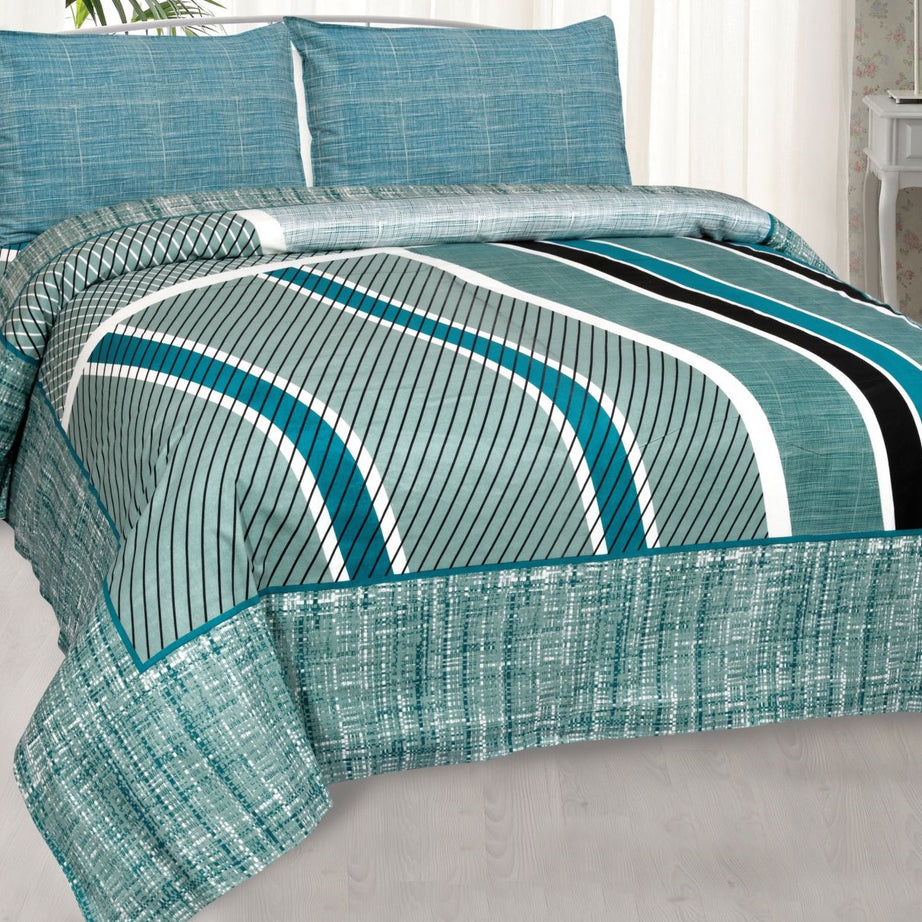 Ocean Blue Stripe King Size Bedsheet 100x108 Inch