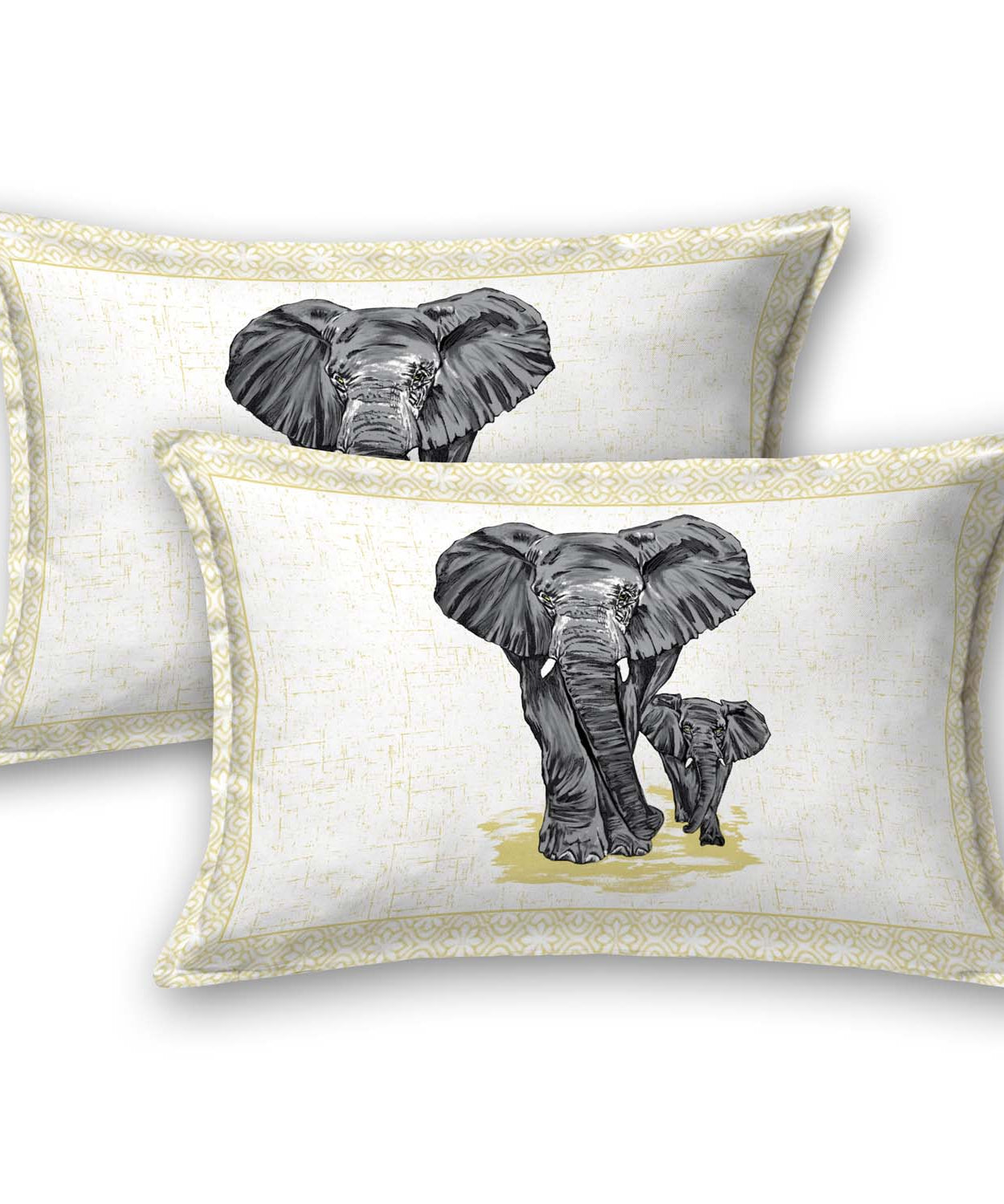 Royal Black Elephant Print King Size Bedsheet