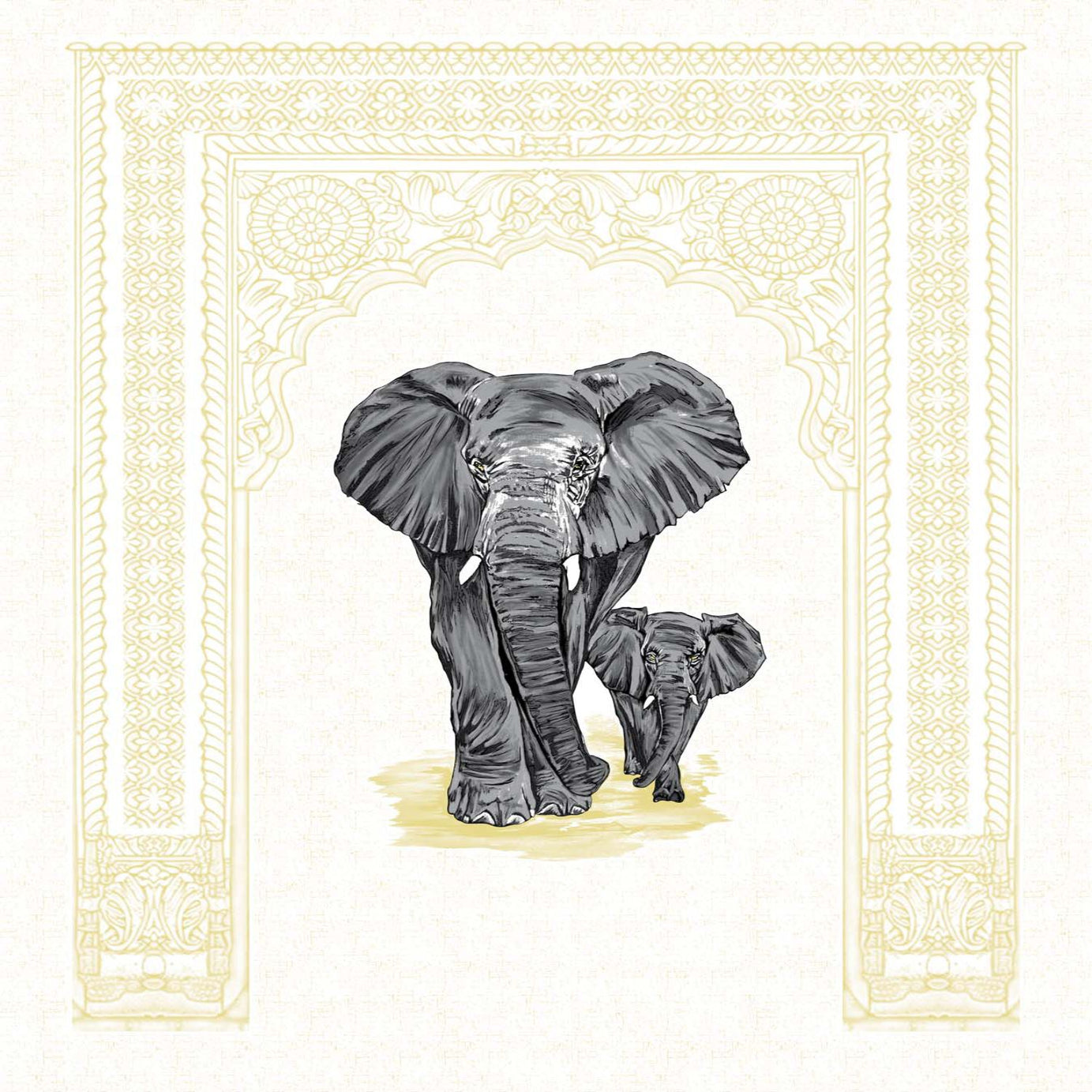 Royal Black Elephant Print King Size Bedsheet 100x108 Inch