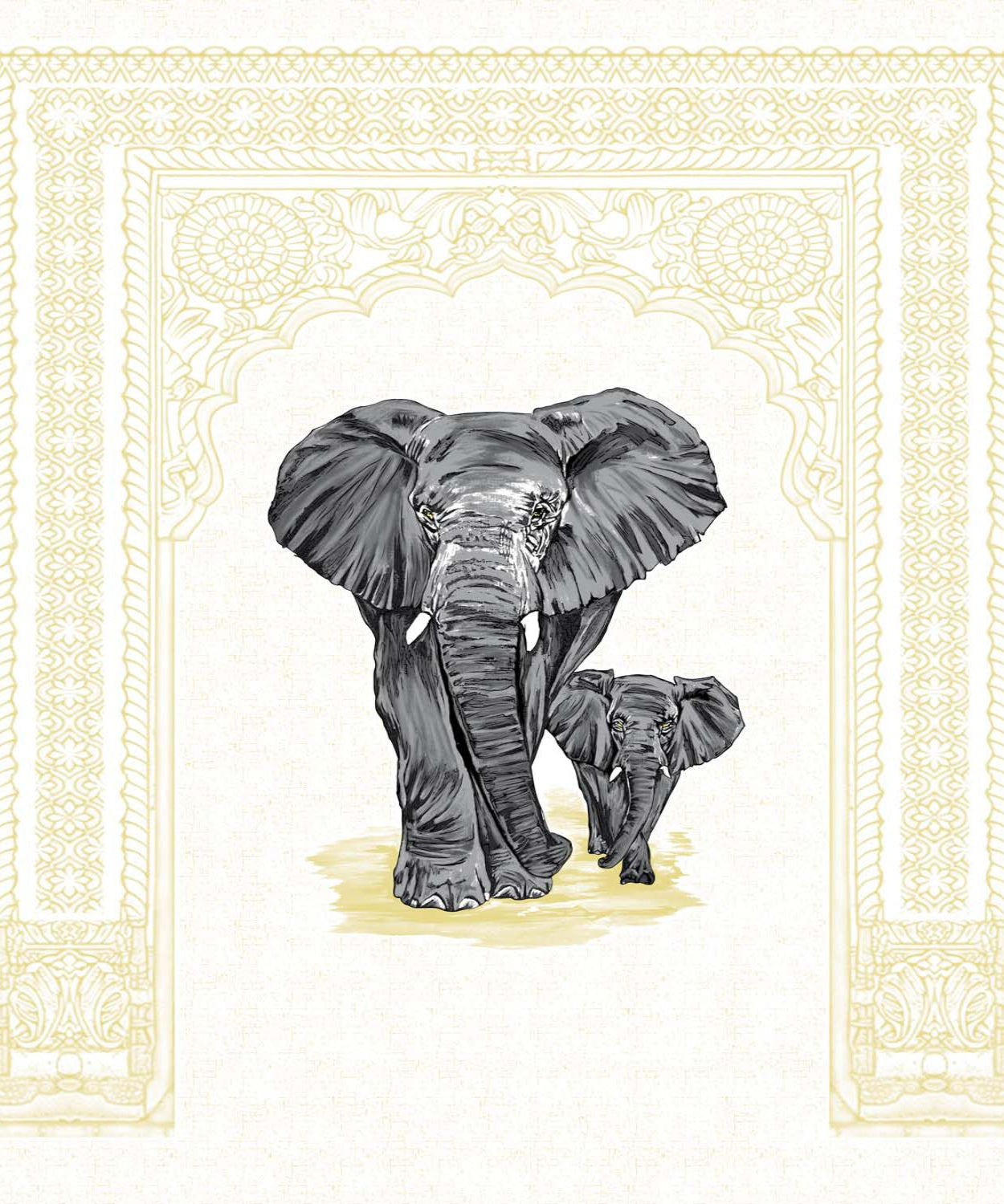 Royal Black Elephant Print King Size Bedsheet