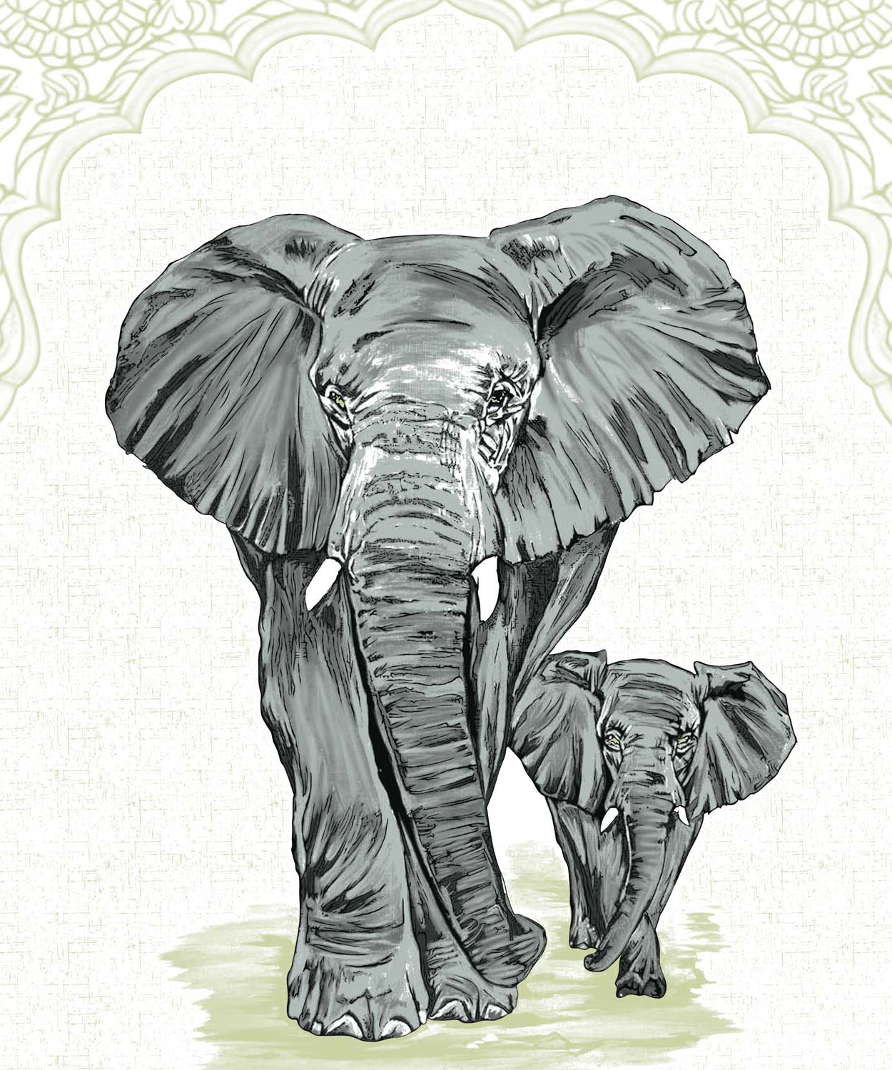 Royal Gray Elephant Print King Size Bedsheet