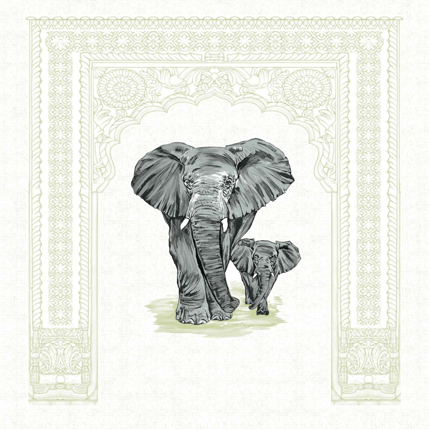 Royal Gray Elephant Print King Size Bedsheet 100x108 Inch