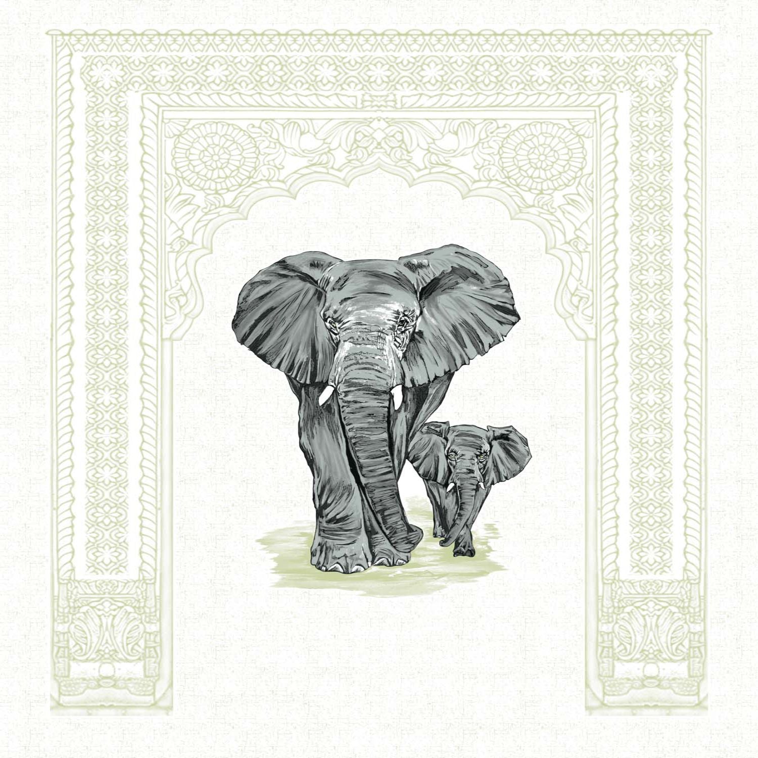 Royal Gray Elephant Print King Size Bedsheet 100x108 Inch
