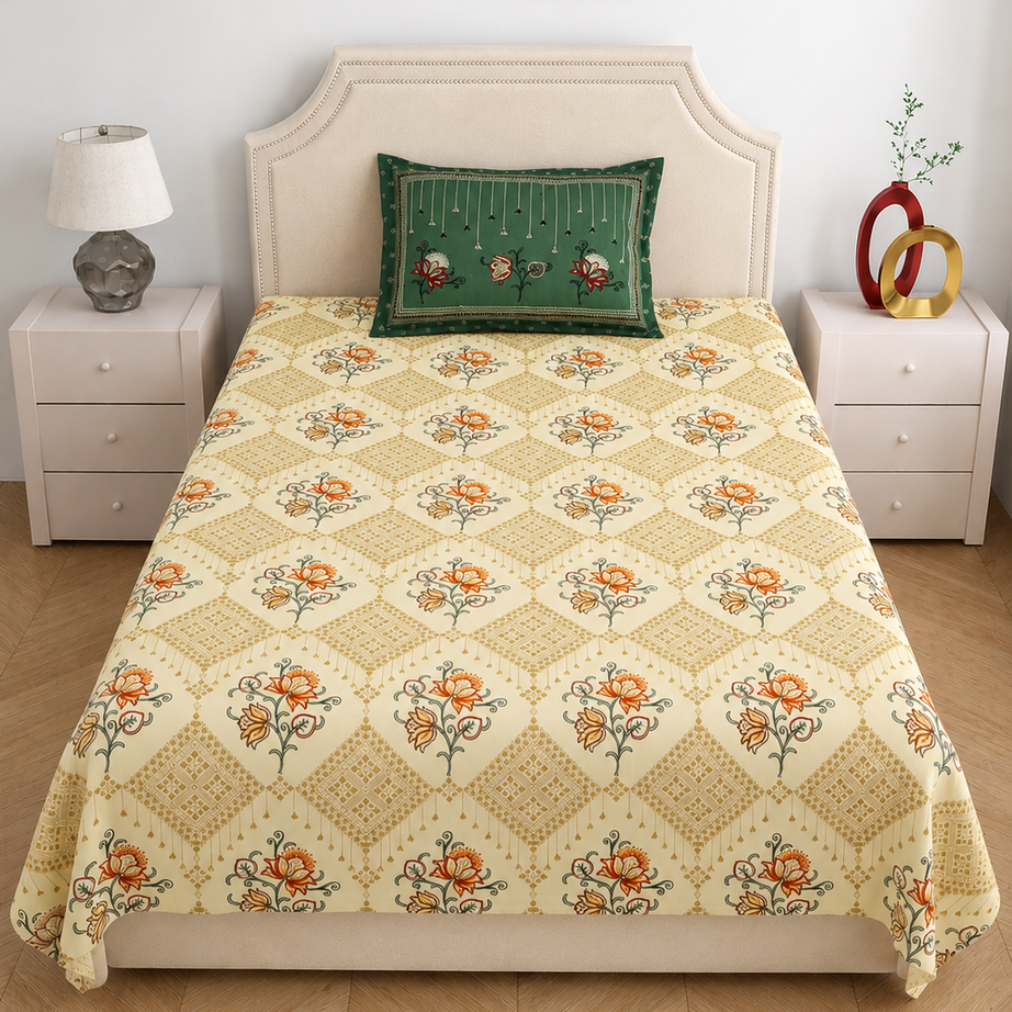 Emerald Trellis Single Bedsheet