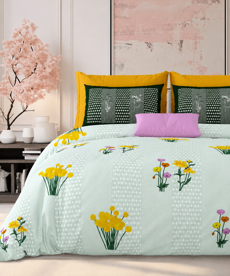 Sunblossom Garden King Size Bedsheet – 108x108 Inch
