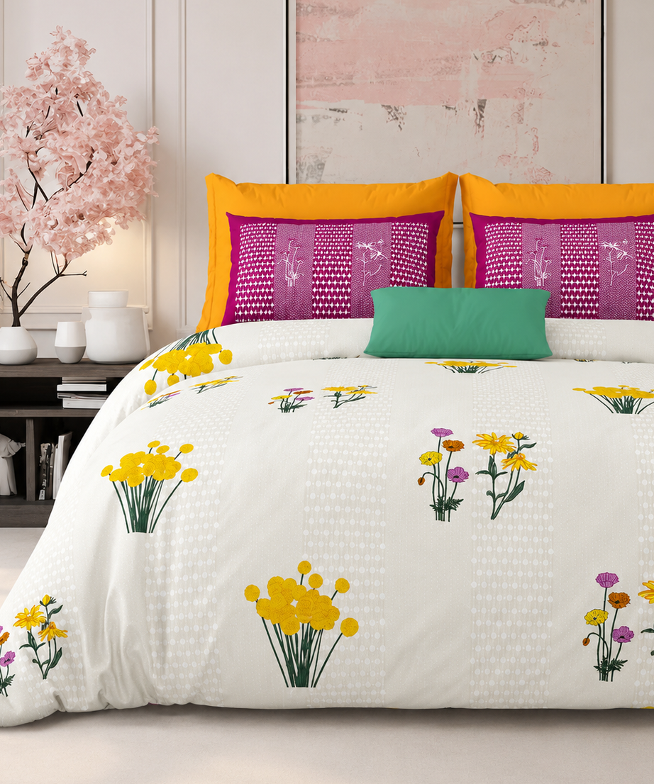 Daisy Bloom King Size Bedsheet – 108x108 Inch