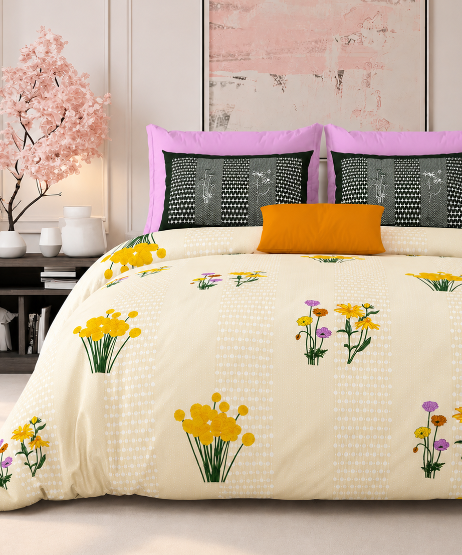 Golden Meadow King Size Bedsheet – 108x108 Inch