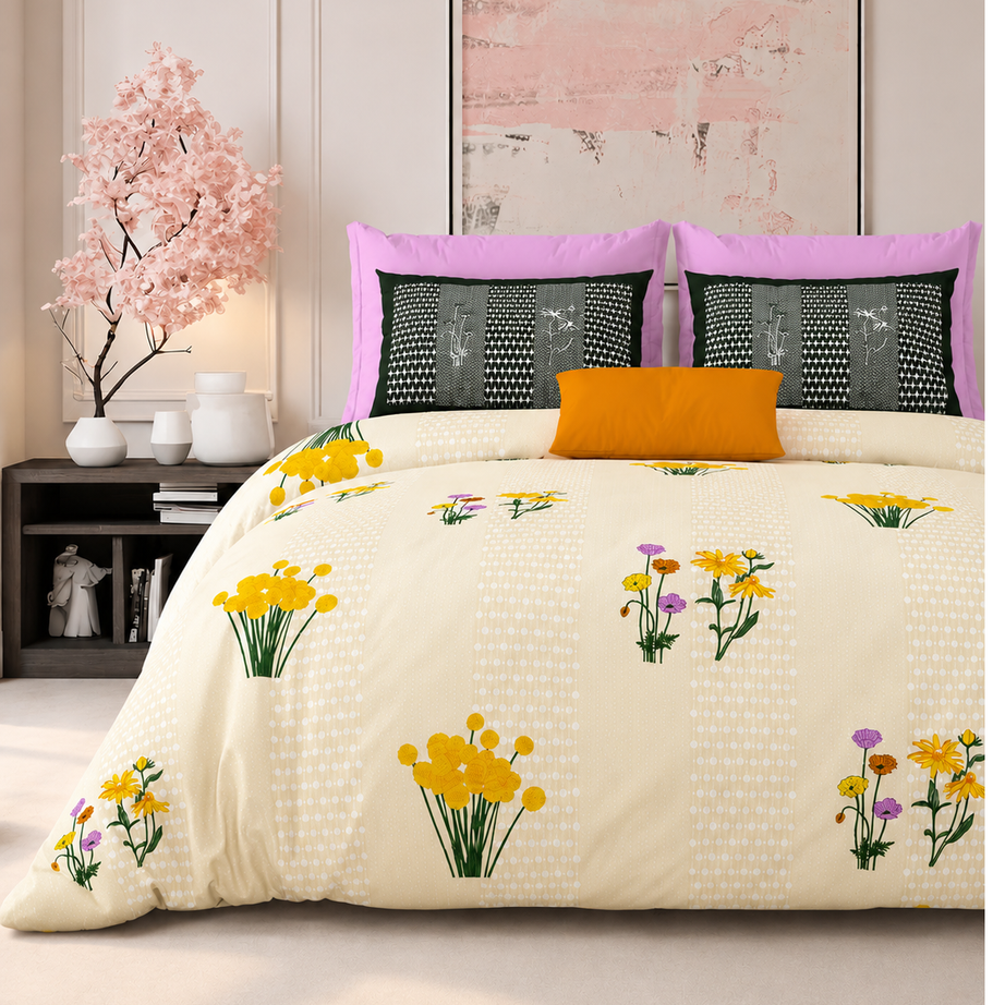 Golden Meadow King Size Bedsheet – 108x108 Inch