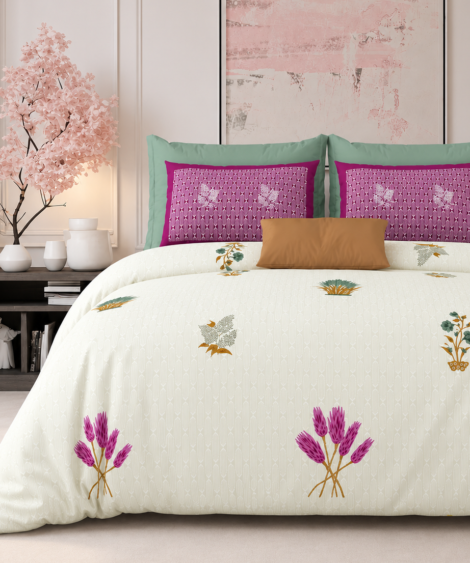 Lavender Blossom King Size Bedsheet – 108x108 Inch