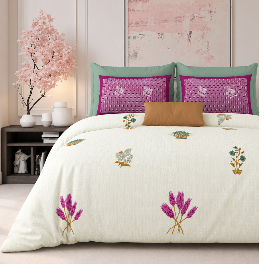 Lavender Blossom King Size Bedsheet – 108x108 Inch