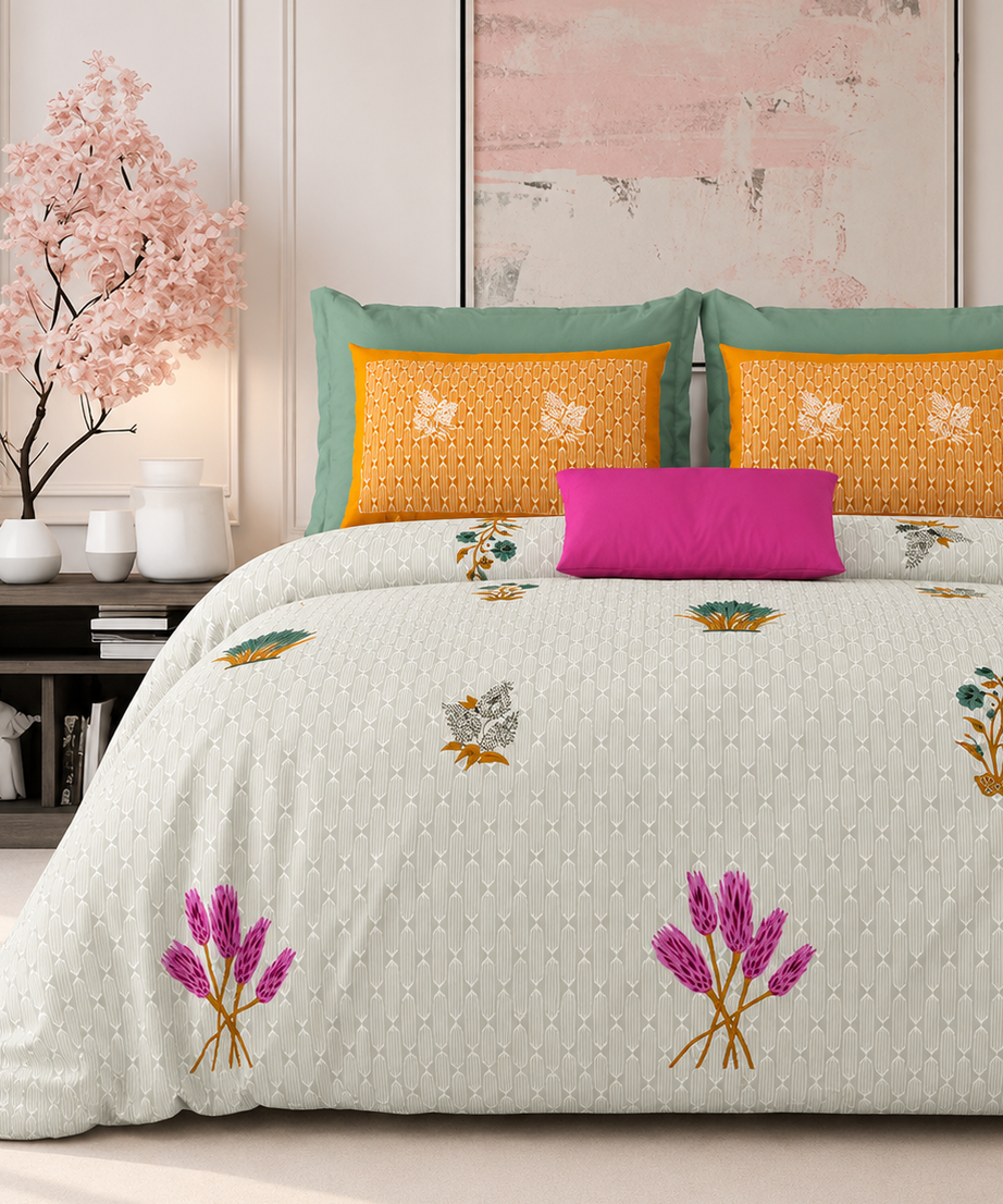 Wild Lavender Garden King Size Bedsheet – 108x108 Inch