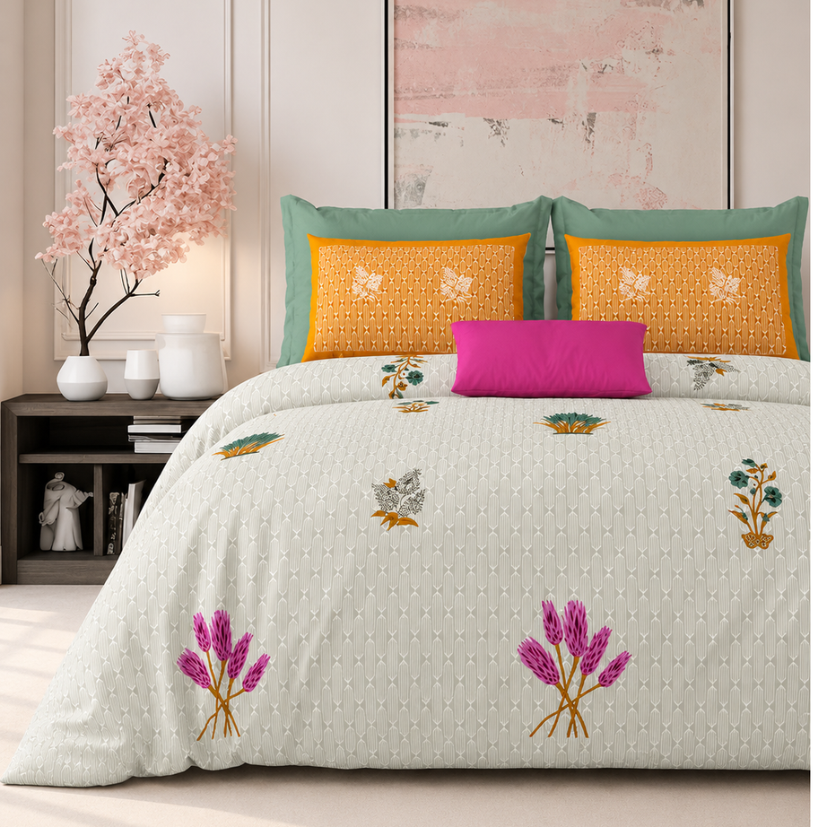 Wild Lavender Garden King Size Bedsheet – 108x108 Inch