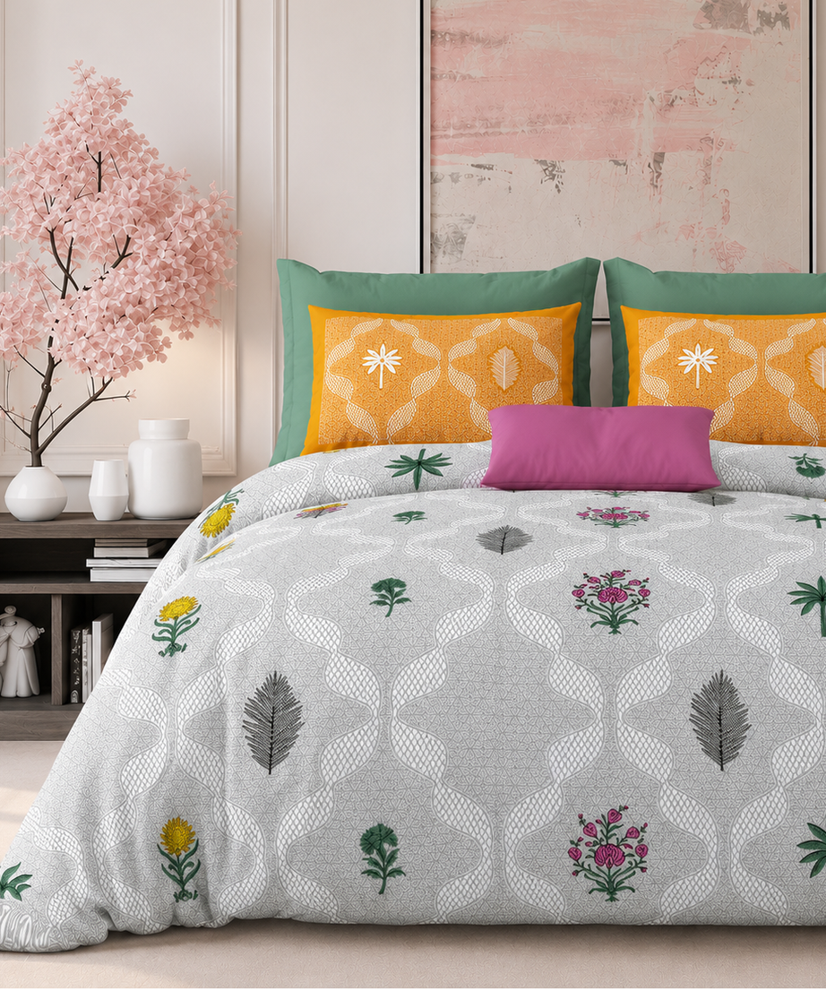 Botanical Harmony King Size Bedsheet – 108x108 Inch