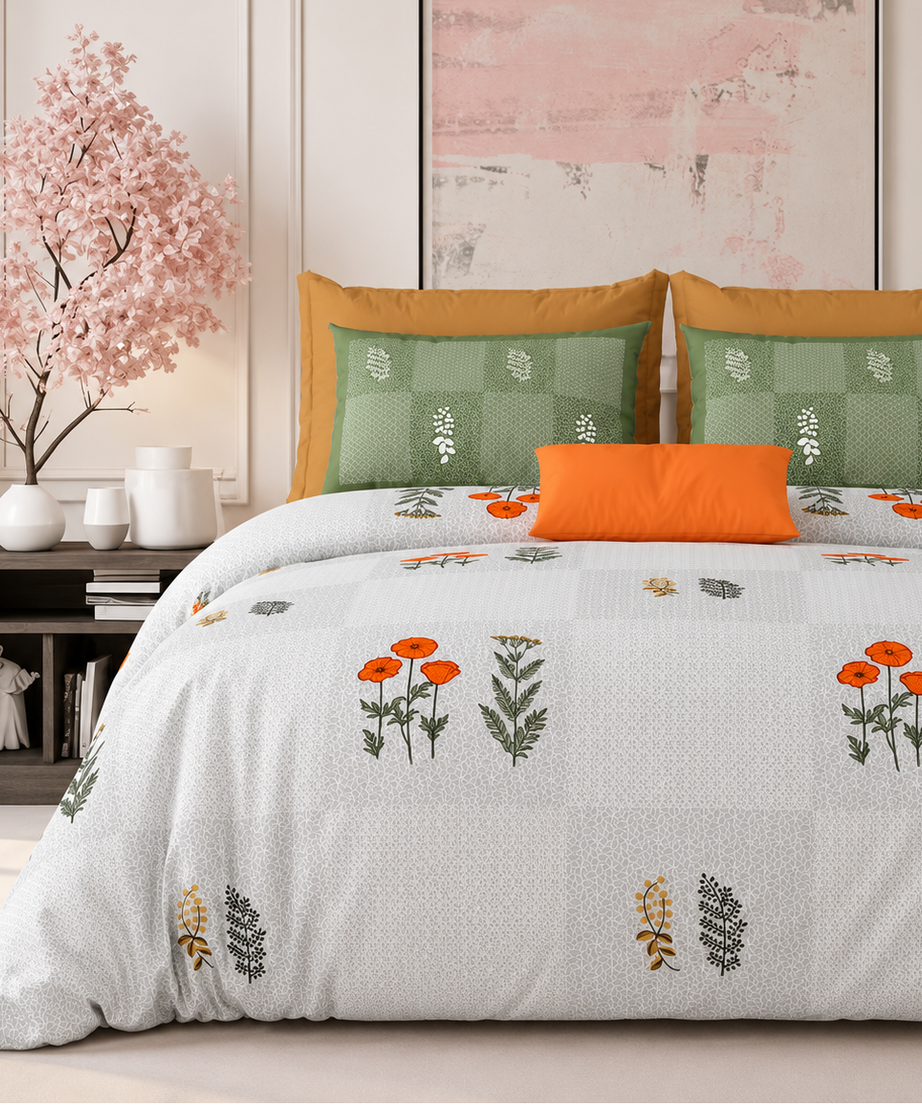 Meadow Poppy King Size Bedsheet – 108x108 Inch