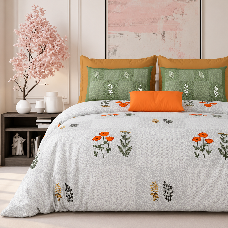 Meadow Poppy King Size Bedsheet – 108x108 Inch