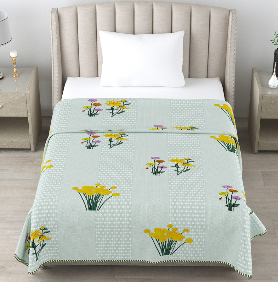 Floral Cotton Dohar Pack of 2 | 3 Layer Single Dohar | 63x90 Inches