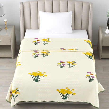 Floral Cotton Dohar Pack of 2 | 3 Layer Single Dohar | 63x90 Inches