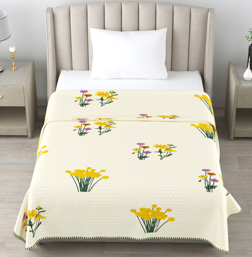 Floral Cotton Dohar Pack of 2 | 3 Layer Single Dohar | 63x90 Inches