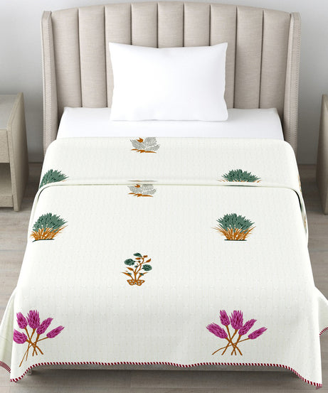 Botanical Floral Cotton Dohar Pack of 2 | 3 Layer Single Dohar