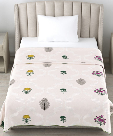 Blush Pink Floral Cotton Dohar Pack of 2 | 3 Layer Single Dohar