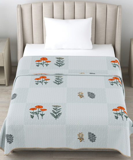 Blush Ivory Floral Cotton Dohar Pack of 2 | 3 Layer Single Dohar