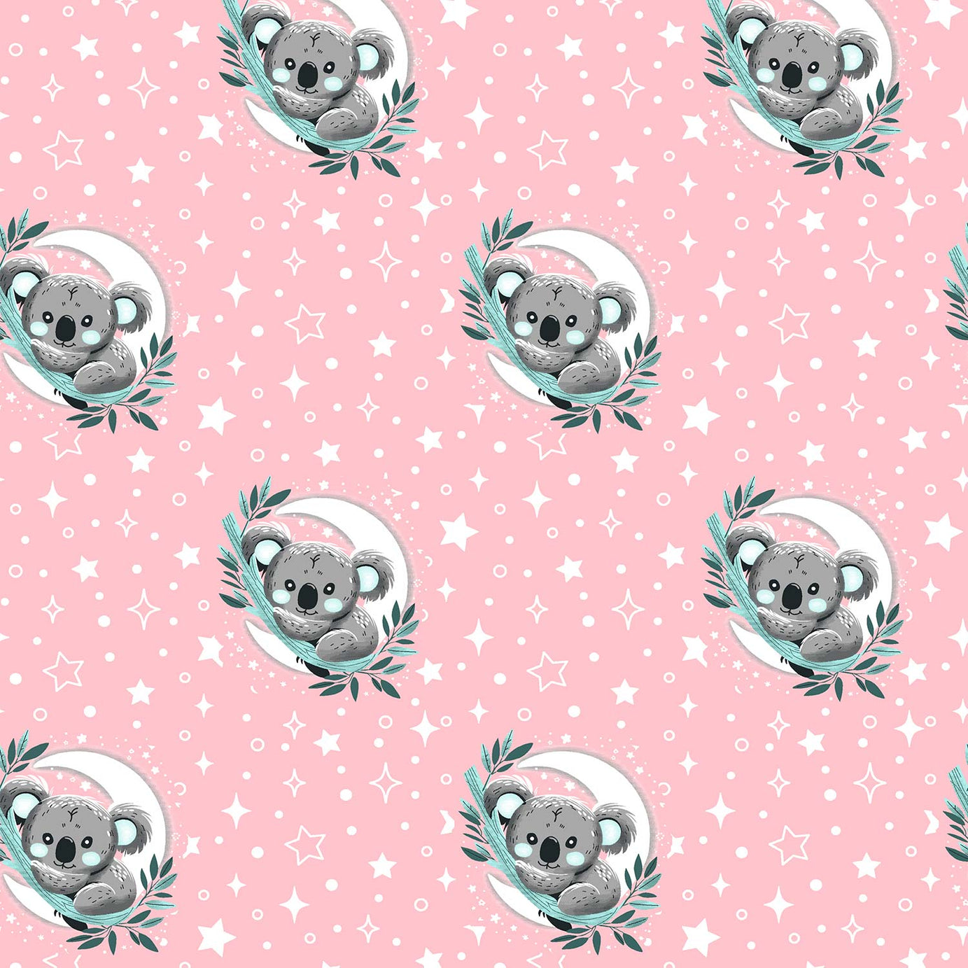 Pathshala Pure Cotton King Size Bedsheet Premium Autoloom Fabric Koala Print Pink