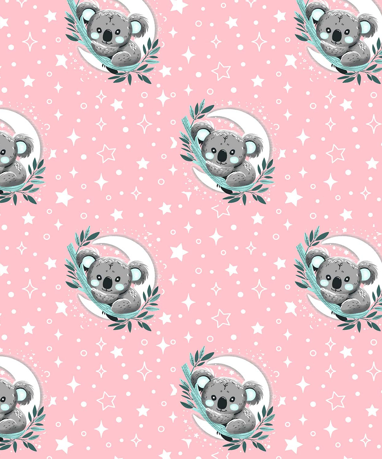 Pathshala Pure Cotton King Size Bedsheet Premium Autoloom Fabric Koala Print Pink