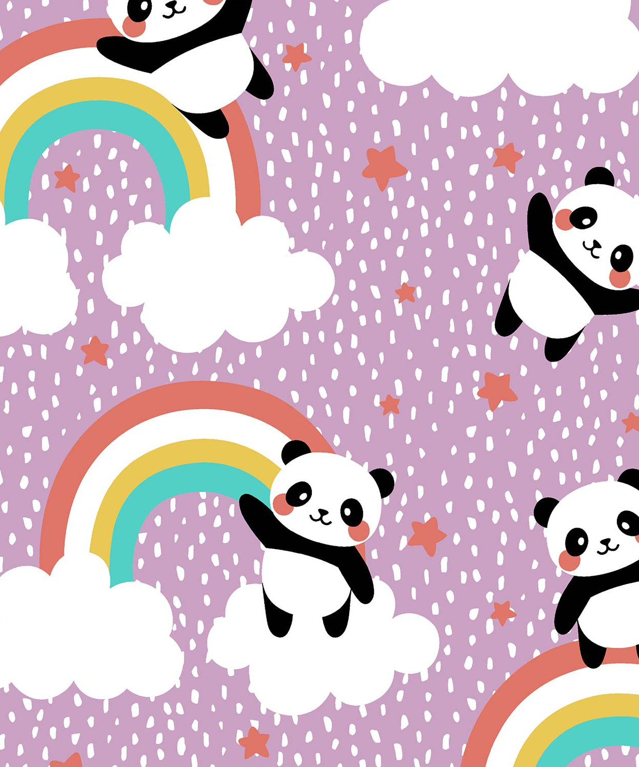 Pathshala Panda Rainbow Kids Cotton Bedsheet – Purple Cartoon Print