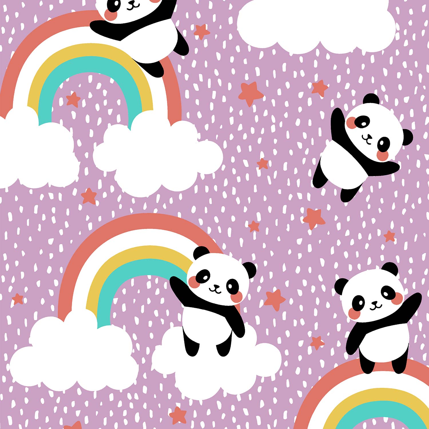 Pathshala Panda Rainbow Kids Cotton Bedsheet – Purple Cartoon Print