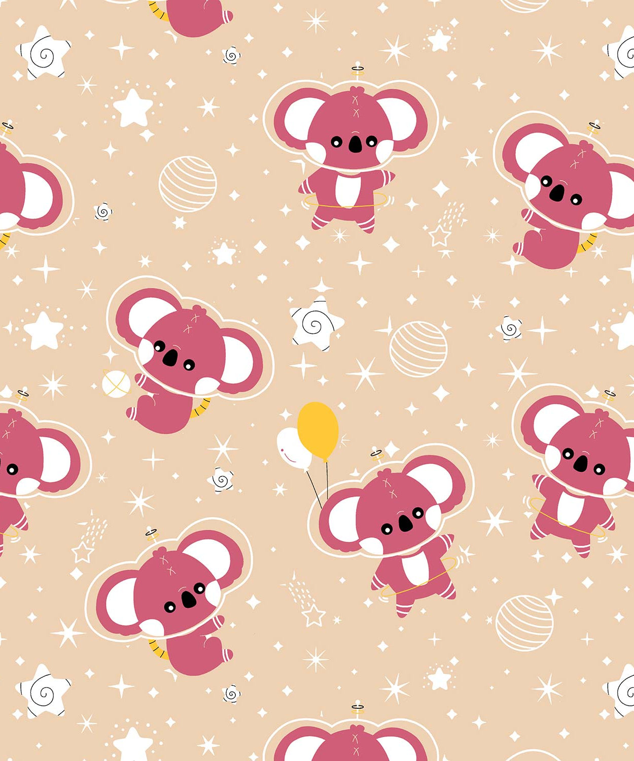 Pathshala Kids Cartoon Print Bedsheet – Beige & Pink