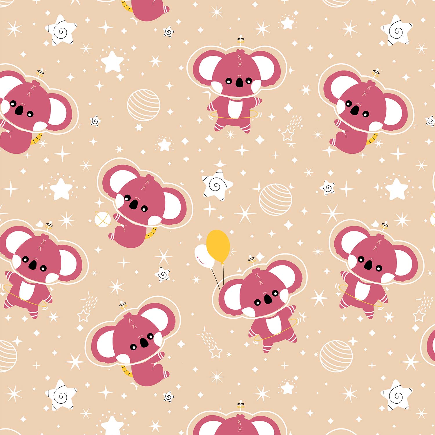 Pathshala Kids Cartoon Print Bedsheet – Beige & Pink
