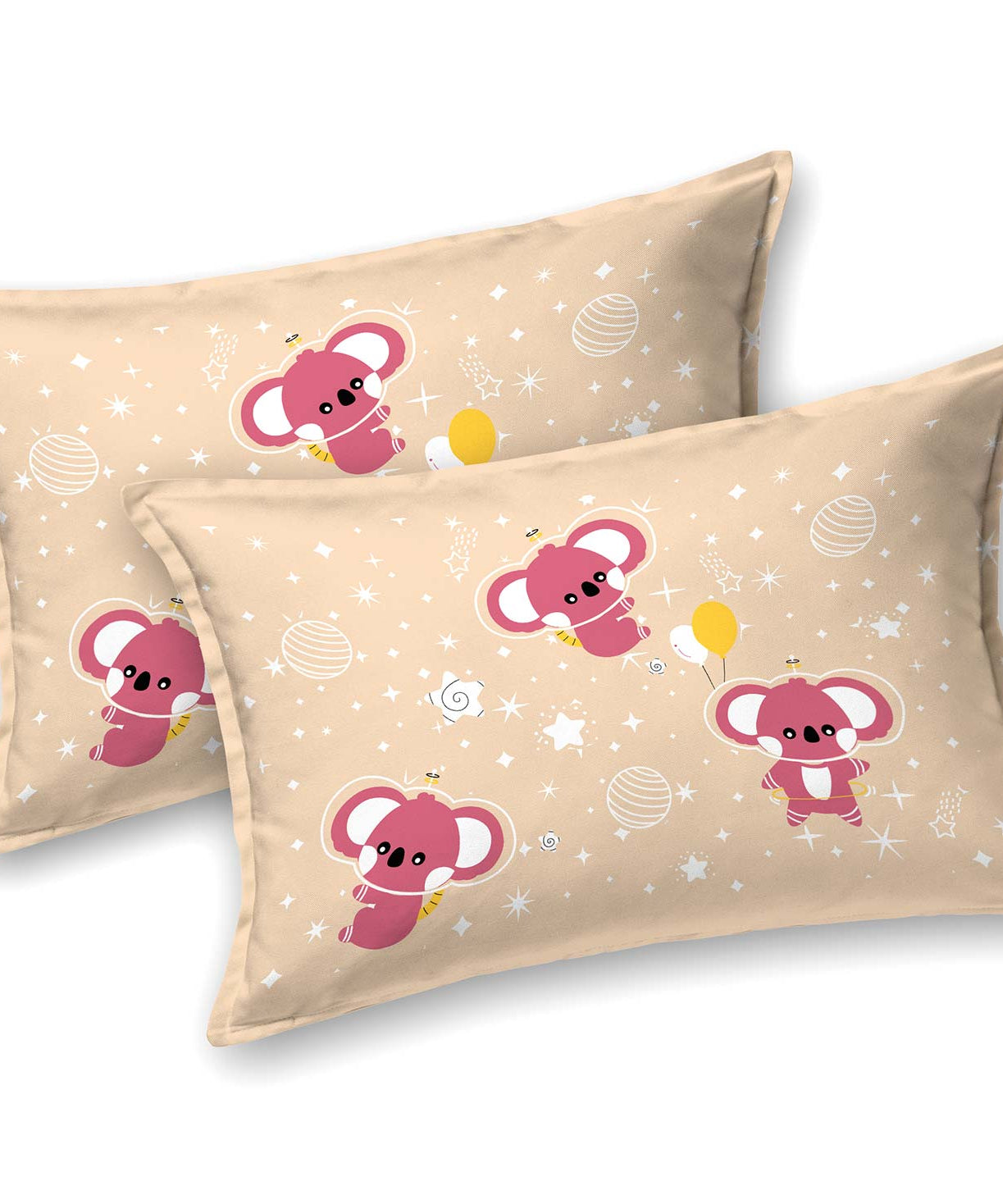 Pathshala Kids Cartoon Print Bedsheet – Beige & Pink