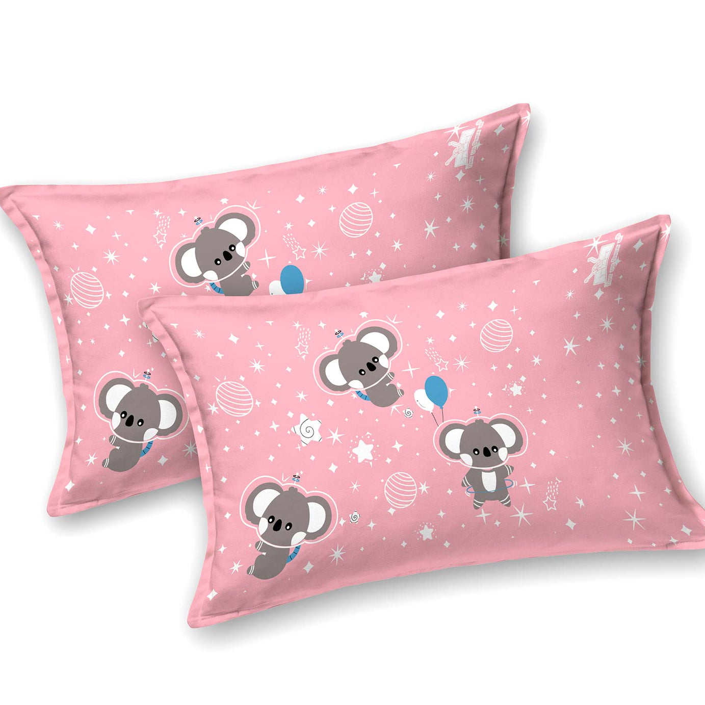 Pathshala Kids Cartoon Print Bedsheet – Pink & Grey
