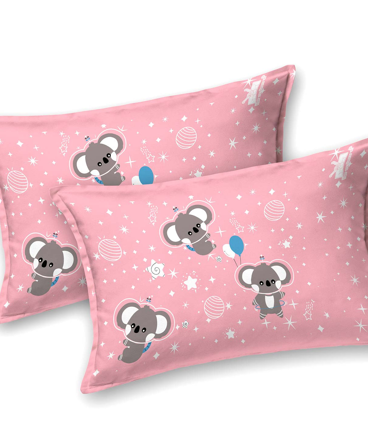 Pathshala Kids Cartoon Print Bedsheet – Pink & Grey