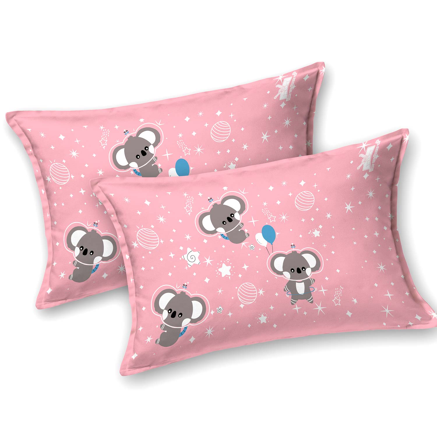 Pathshala Kids Cartoon Print Bedsheet – Pink & Grey