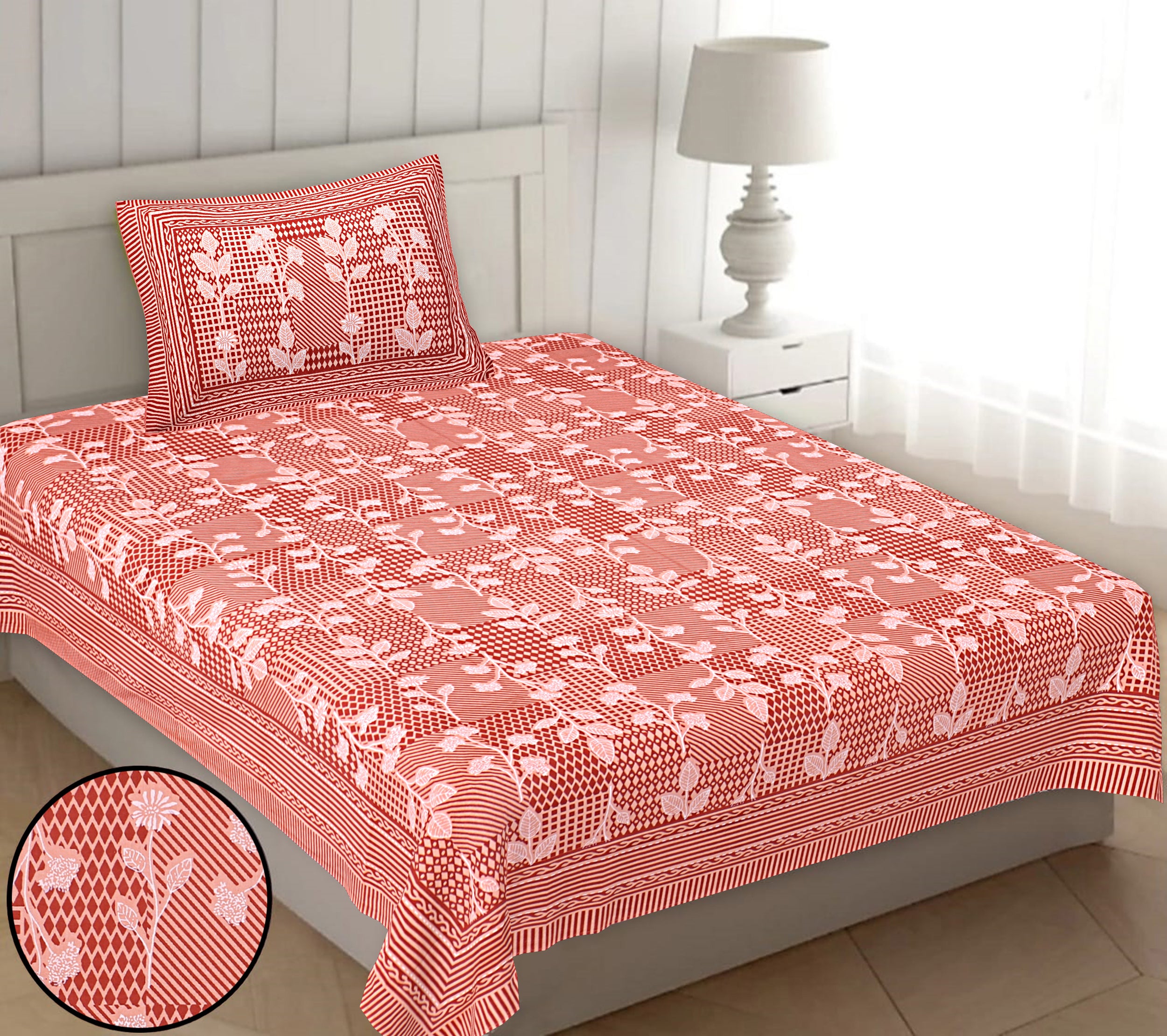 Rose Heritage Floral King Size Bedsheet 63x90 Inch
