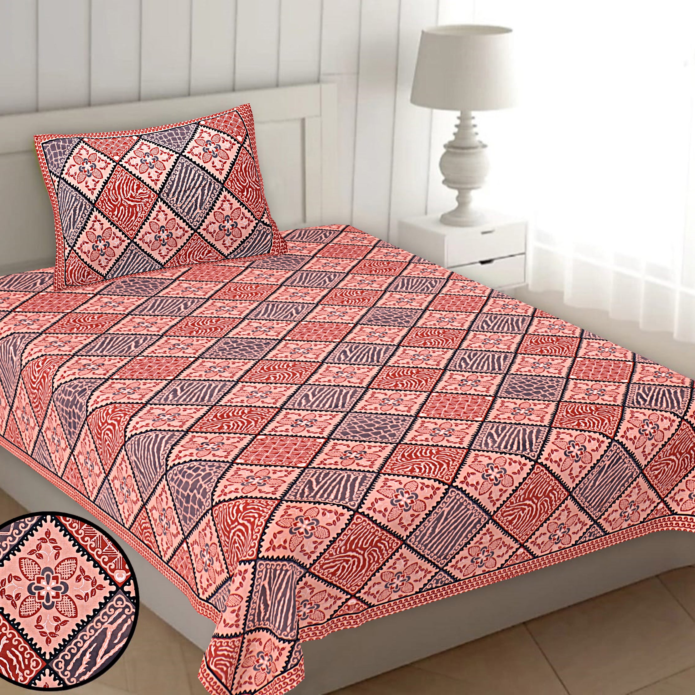 Heritage Floral Single Bedsheet 63x90 Inch