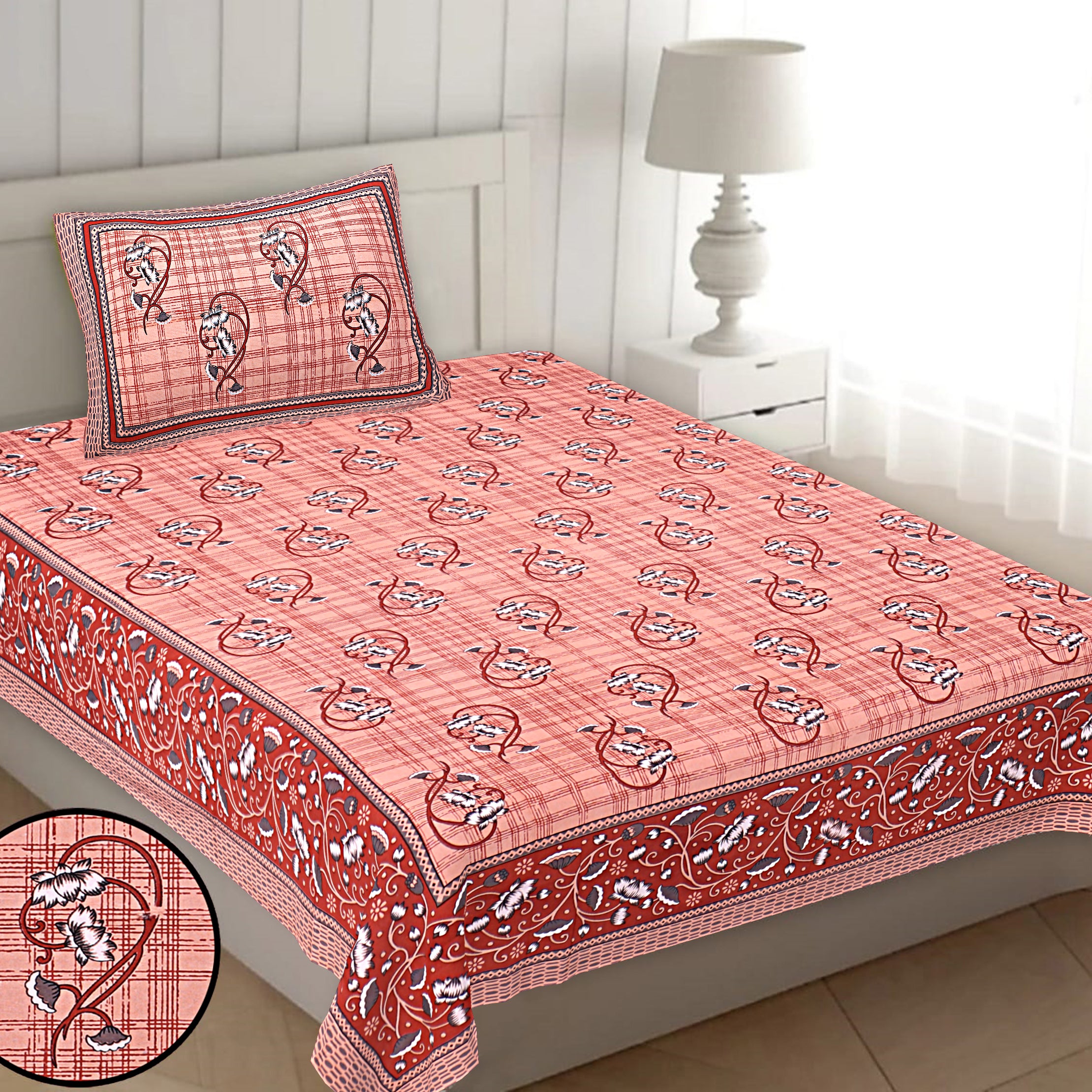 Classic Floral Vine Single Bedsheet 63x90 Inch